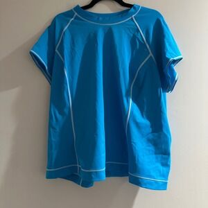 Lands End 3X Blue Rash Guard Swim Shirt Tunic Top UPF 50+ Sun Protection